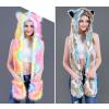 Winter Animal Prom Hat Rainbow Faux Fur Gloves